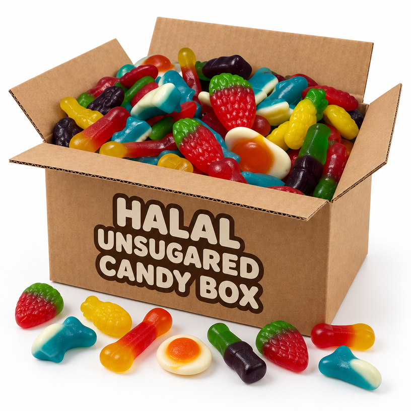 Halal godislåda utan sockeröverdrag