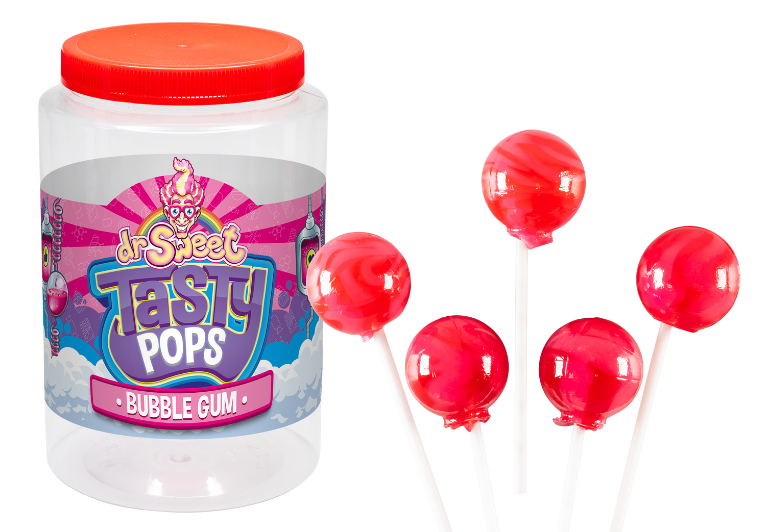 Dr. Sweet Tasty Pop Bubble Gum 70 stuks-1
